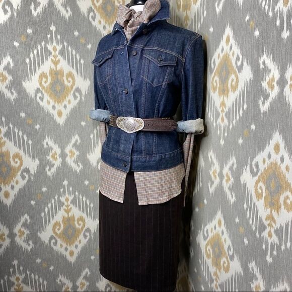 Ralph Lauren Fall '12 Chocolate Brown Cashmere Blend Pinstripe Pencil Skirt - Picture 13 of 16